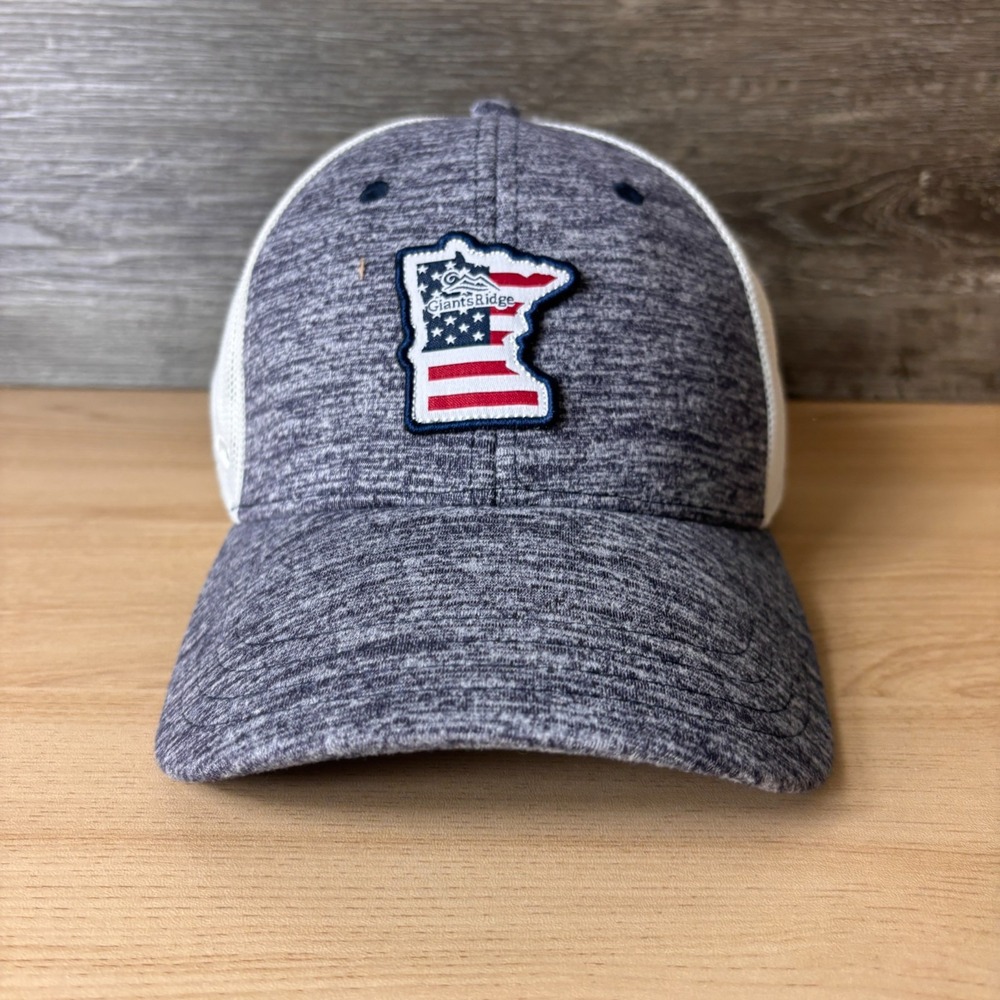 Giants Ridge Hat Cap Fitted L/XL Blue Gray Heather Flex Minnesota Golf Ski